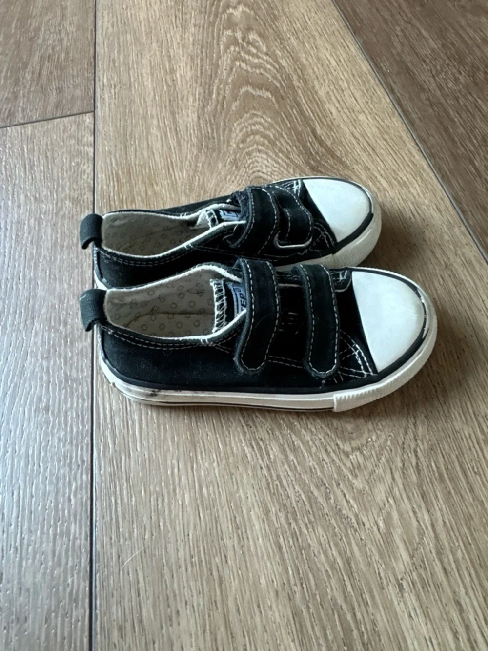 Weestep Toddler Black Canvas Sneaker - Velcro Closure